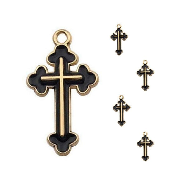 Black Gold Cross Jewelry Bracelet Necklace Charms