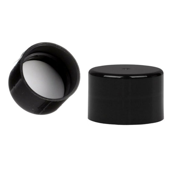 Black Solid White Liner Standard Screw-On Caps - Bottle Cap Size: 24-410 - Set of 25