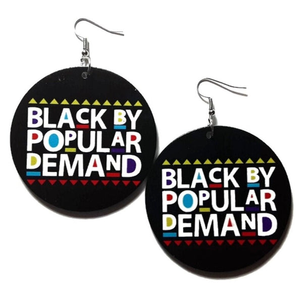 Black By Popular Demand in Colors Statement Dangle Wood Earrings