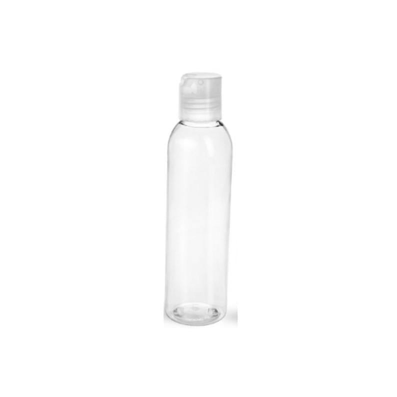 4oz Clear Cosmo PET Plastic Bottles with 20/410 Clear Natural Dispensing Disc Caps