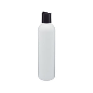 8oz White Plastic Bottles with 24/410 Black Disc Dispensing Caps