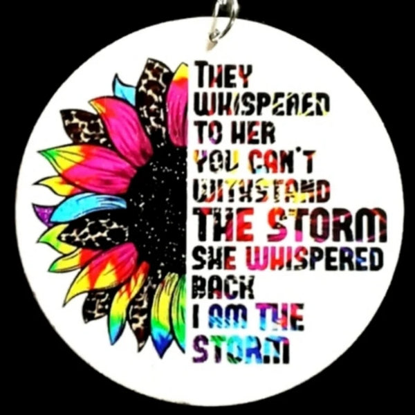 I AM THE STORM Neon Sunflower Statement Dangle Wood Earrings