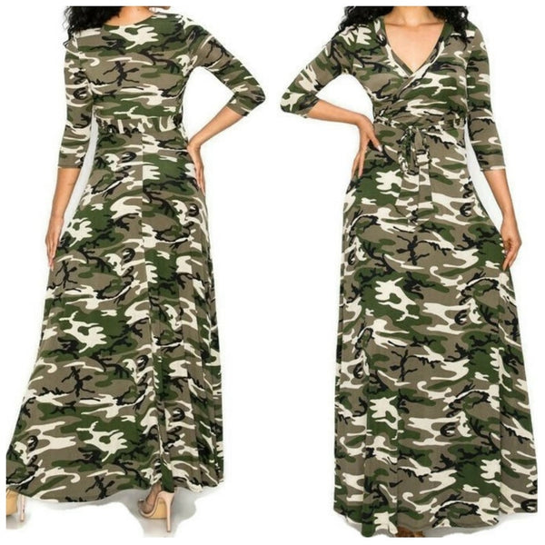 3 Dresses Bundle Deal V-neck 3/4 Sleeve Faux Wrap Maxi Dress ~ Sizes: Small, Medium Large, XLarge