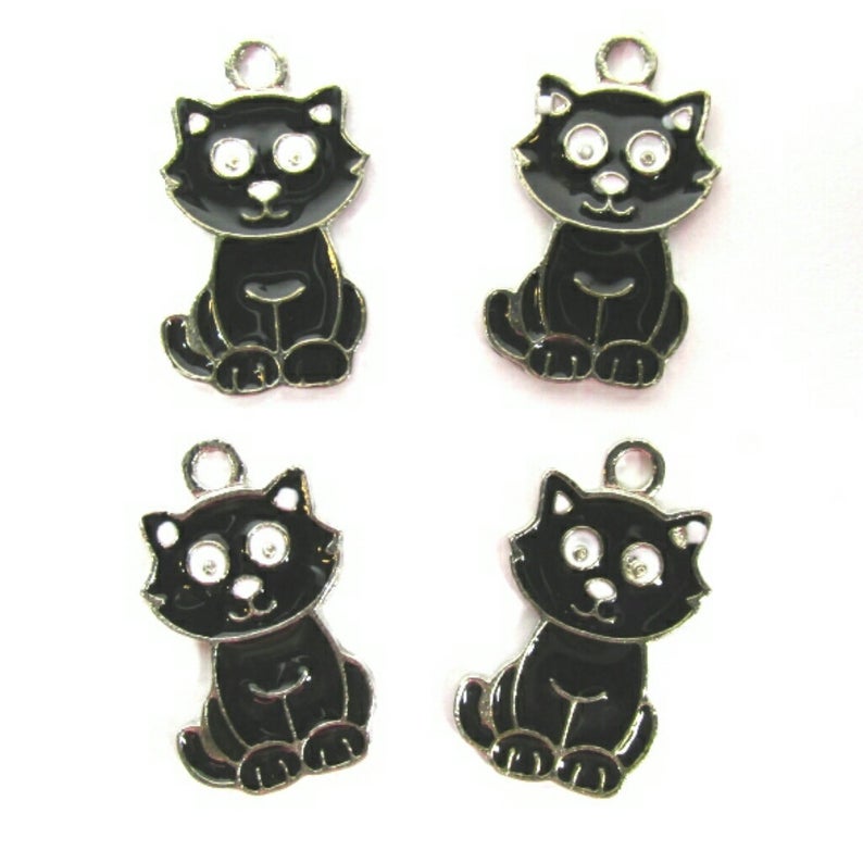 Halloween Black Cat Charms