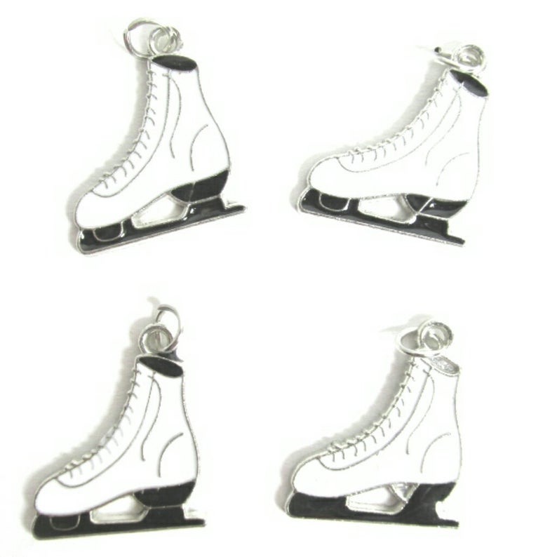 White Ice Skates Jewelry Bracelet Necklace Charms