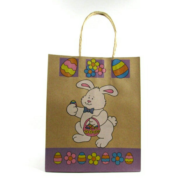 Easter Bunny Kraft Handle Paper Party Favor Wedding Gift Bags - Set of 12