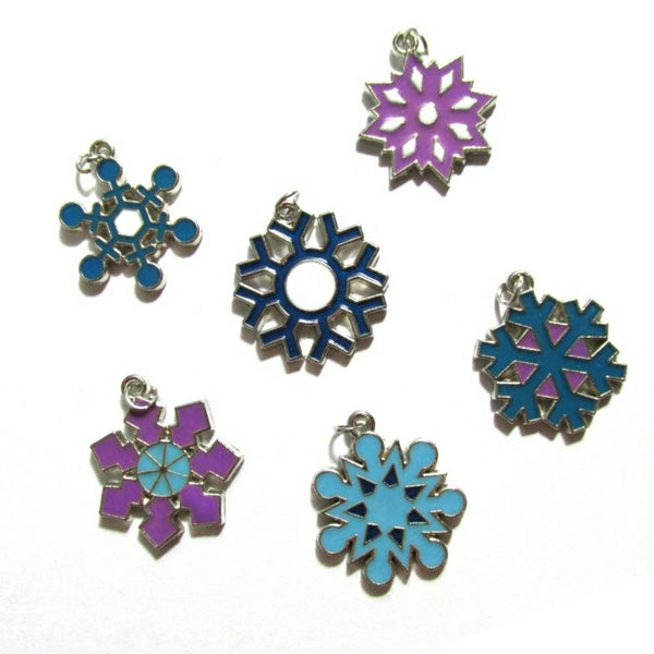 Snowflake Blue Purple Christmas Charms