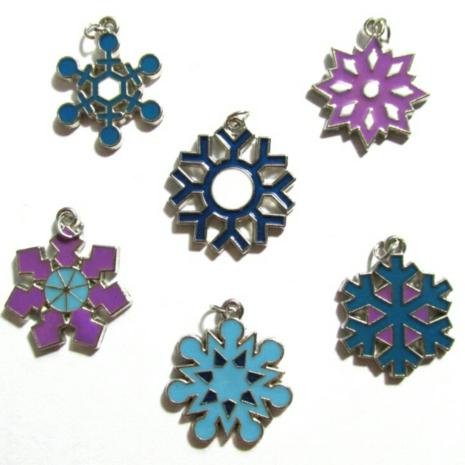 Snowflake Blue Purple Christmas Charms