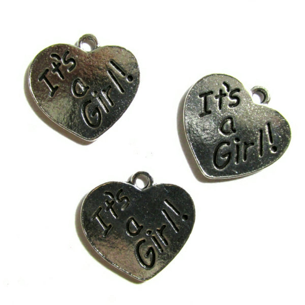 Its a Girl Silver Tone Charms