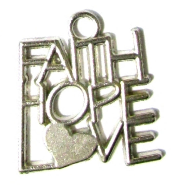 FAITH HOPE LOVE Silvertone Charms