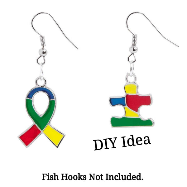 Ribbon and Puzzle Piece Autism Awareness Charms