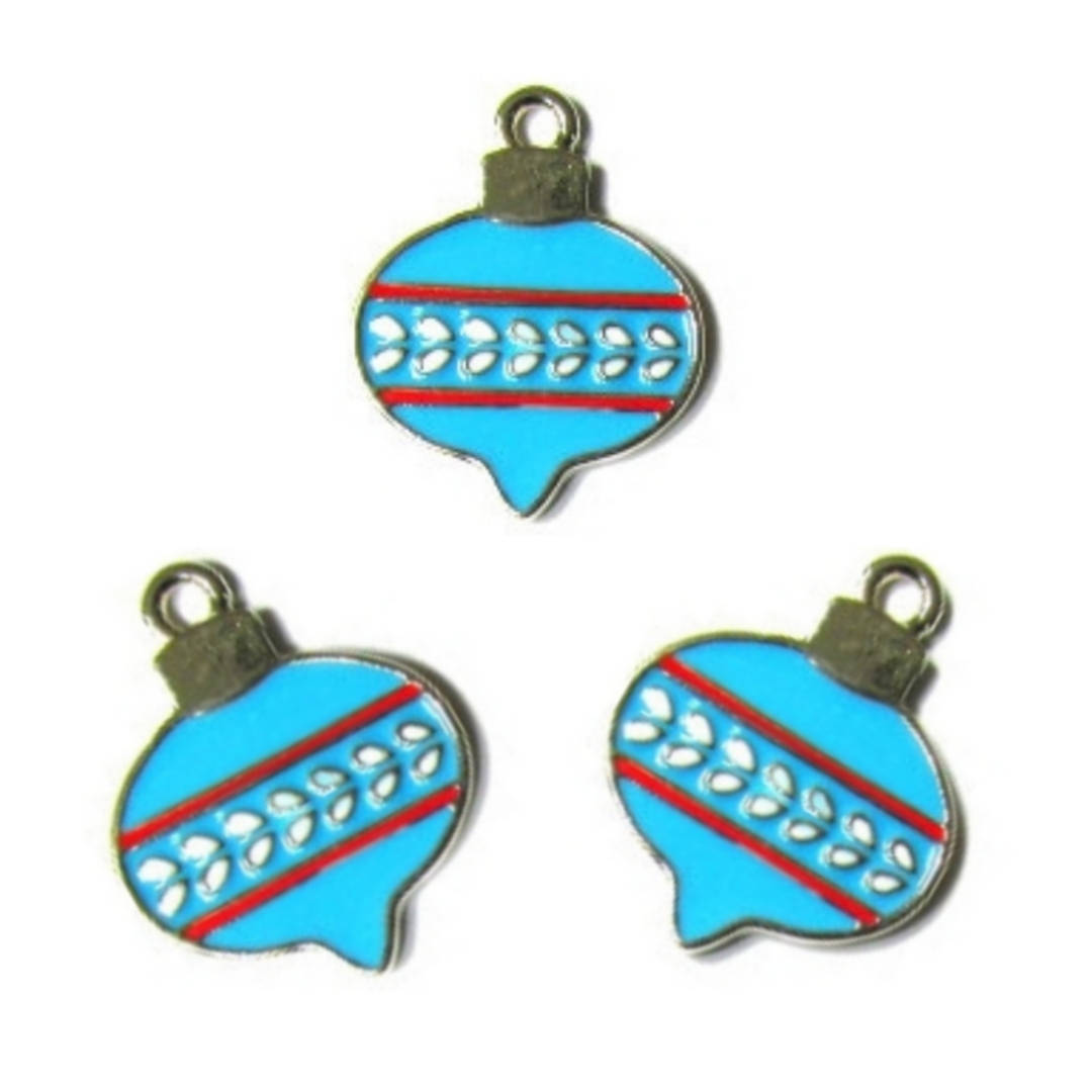 Light Blue Christmas Ornament Bulb Charms