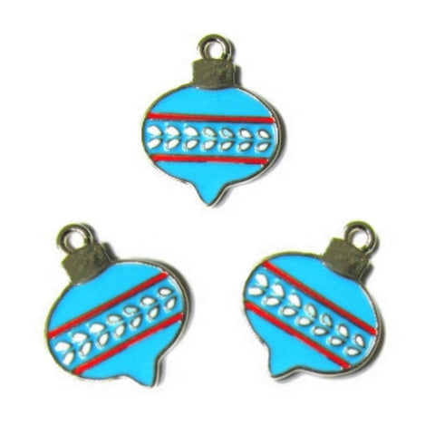 Light Blue Christmas Ornament Bulb Charms