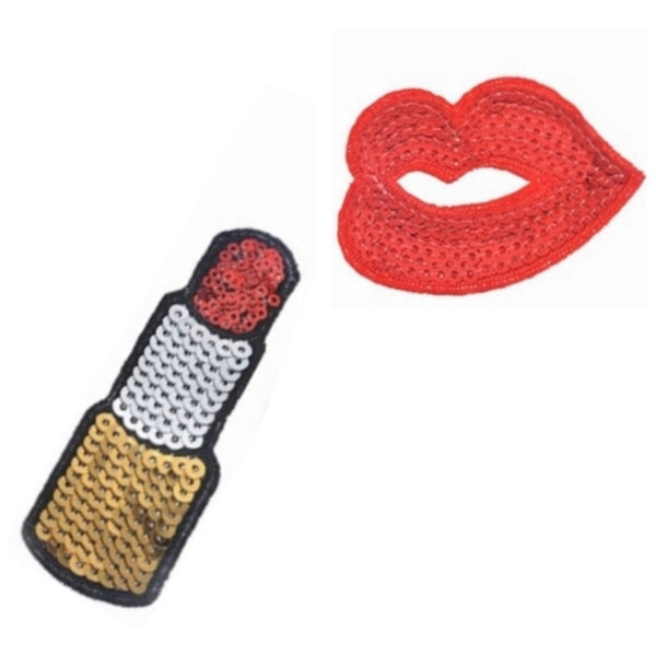 Lip Stick Red Lips Sequins Iron-On Patches