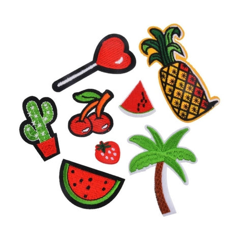 Pineapple Heart Lollipop Cherries Watermelon Palm Tree Cactus Iron-On Patches