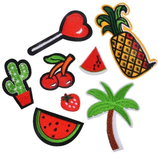 Pineapple Heart Lollipop Cherries Watermelon Palm Tree Cactus Iron-On Patches