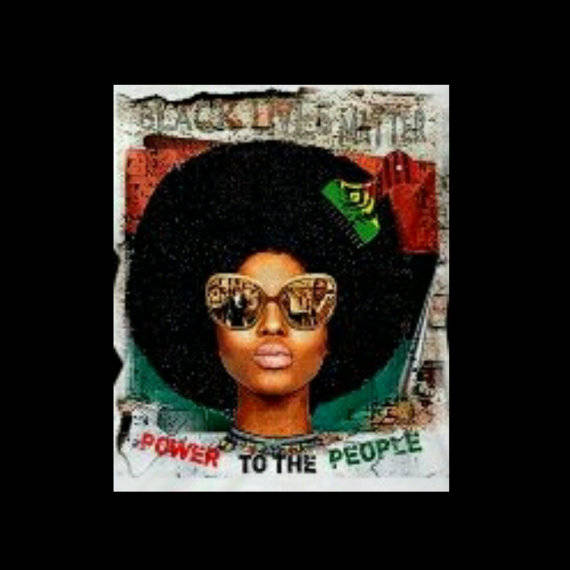 Afro Power To The People Fitted White Crew Neck Tshirt