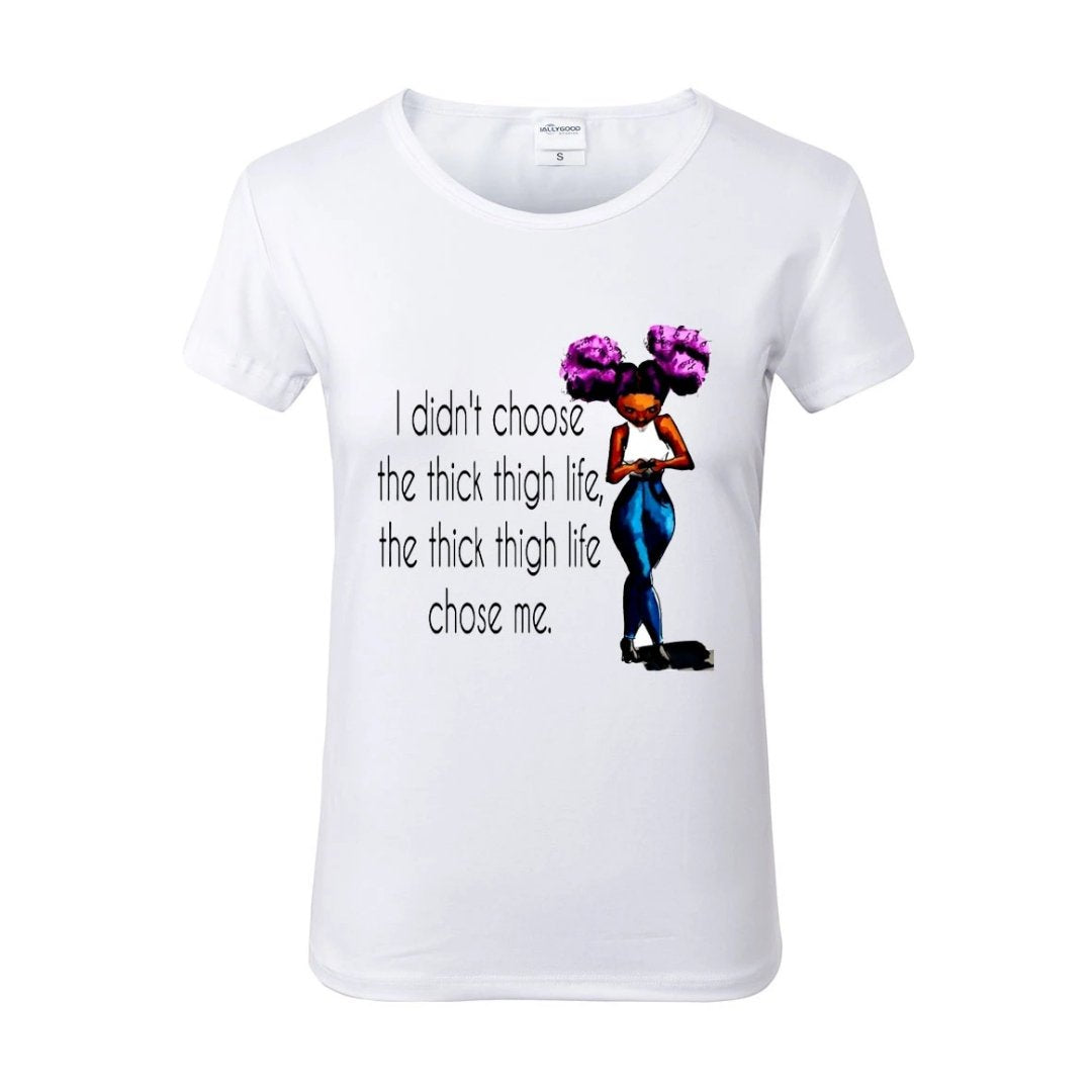 Thick Thigh Ms. Melanin White Crew Neck Tshirt