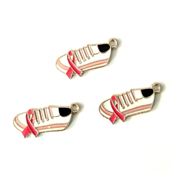 Cancer Awareness Pink Ribbon Sneaker Charms