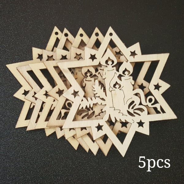 CHRISTMAS CANDLE STAR Unfinished Ready to Decorate Natural Wood Cutout