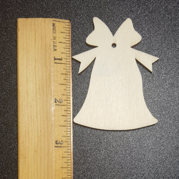 BELL with BOW Unfinished Ready to Decorate Natural Wood Cutout