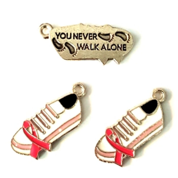 Cancer Awareness Pink Ribbon Sneaker Charms