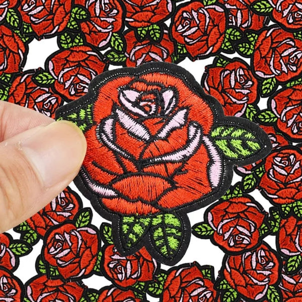 Red Rose Iron-On Patches