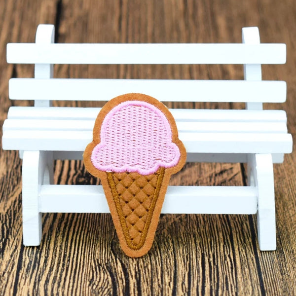 Pink Ice Cone Iron-On Patches