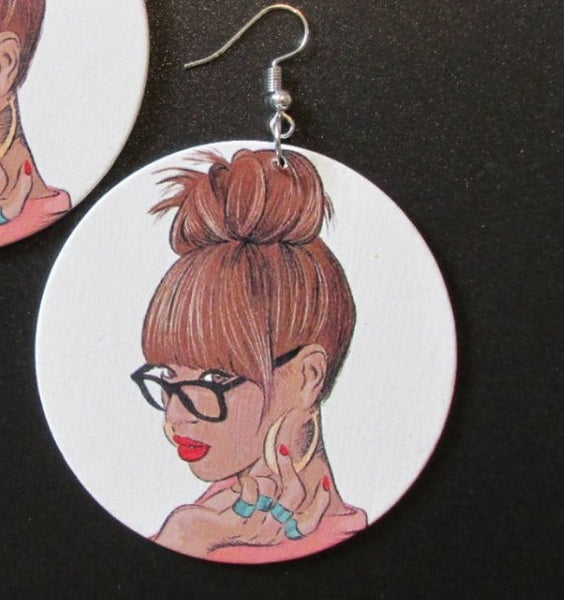 Educated Women Rock Statement Dangle Wood Earrings