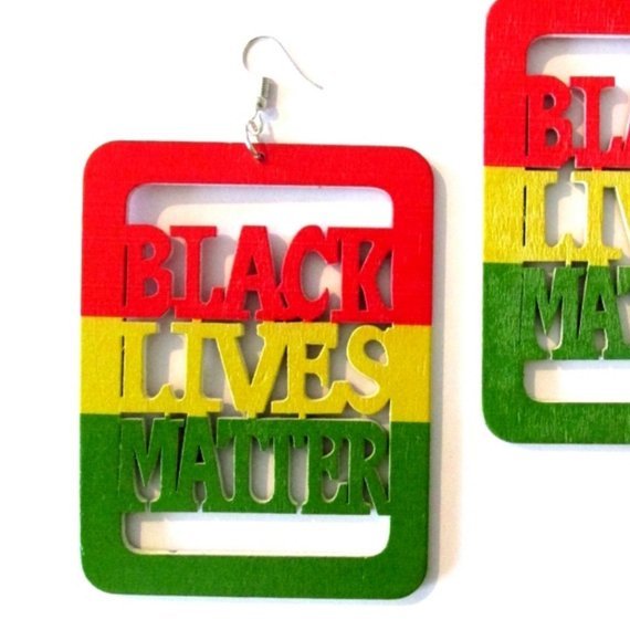 Black Lives Matter Red Yellow Green Statement Dangle Wood Earrings