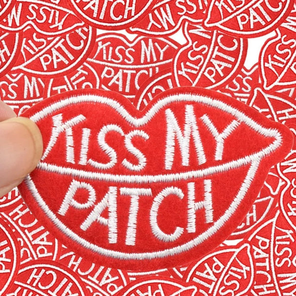 Red Lip Kiss My Patch Iron-On Patch