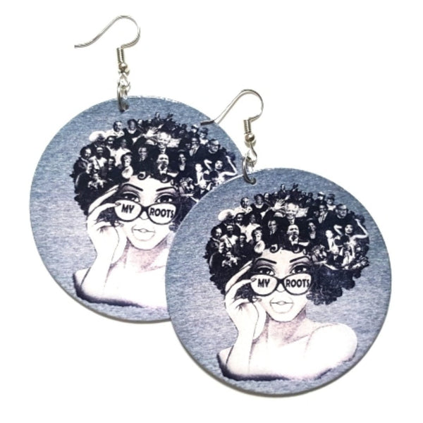 MY ROOTS Statement Dangle Wood Earrings