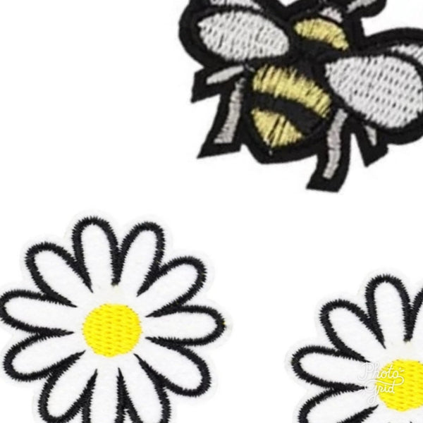 Daisies and Bee Iron-On Patches