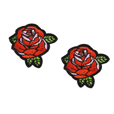 Red Rose Iron-On Patches