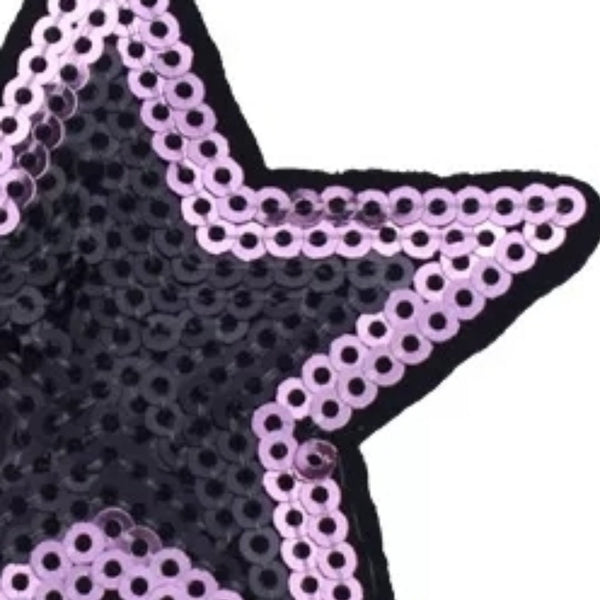 Pink Black Sequin Star Iron-On Patch