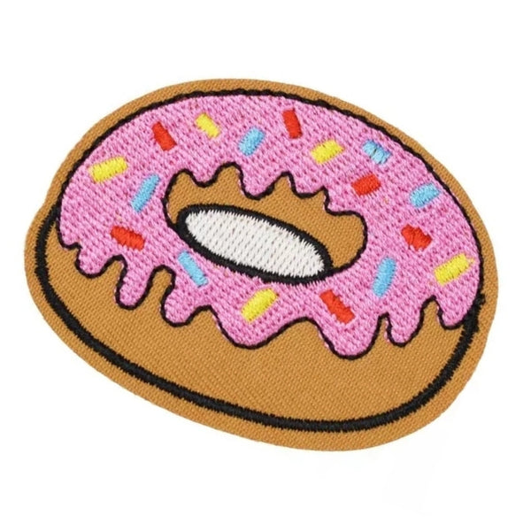 Pink Frosted Rainbow Sprinkle Donut Iron-On Patch