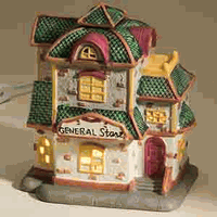 Christmas Town Village GENERAL STORE Ceramic Oil Tart Melt Warmer