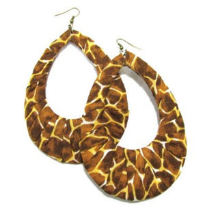 OOAK Animal Print Fabric Wrapped Teardrop Handmade Dangle Earrings