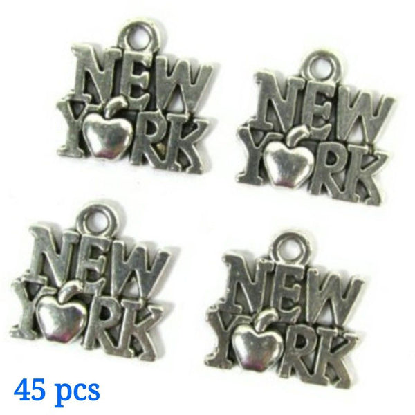 New York Apple Necklace Earring Bracelet Charms - Set of 45