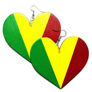 RASTA HEART Multi-Color Fashion Jewelry Dangle Handmade Earrings